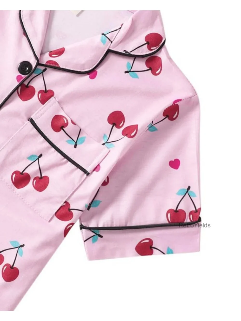 Girls 3pc Pajama Set with Shorts & Pants, Button Down, 95% Polyester 5% Elastane